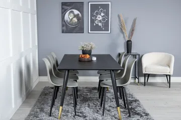 Daicy Matgrupp 180 cm inkl 6 Ypas Stolar - Svart/Mässing/Grå - Möbler - Matplats - Matgrupp & matbord med stolar