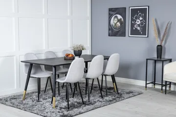 Daicy Matgrupp 180 cm inkl 6 Ypas Stolar - Svart/Mässing/Grå - Möbler - Matplats - Matgrupp & matbord med stolar