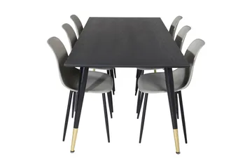 Daicy Matgrupp 180 cm inkl 6 Ypas Stolar - Svart/Mässing/Grå - Möbler - Matplats - Matgrupp & matbord med stolar