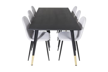 Daicy Matgrupp 180 cm inkl 6 Ypas Stolar - Svart/Mässing/Grå - Möbler - Matplats - Matgrupp & matbord med stolar