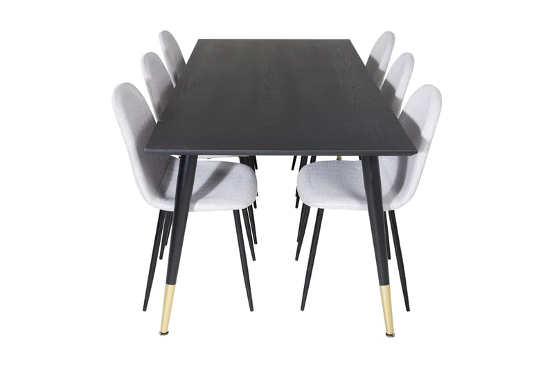 Daicy Matgrupp 180 cm inkl 6 Ypas Stolar - Svart/Mässing/Grå - Möbler - Matplats - Matgrupp & matbord med stolar