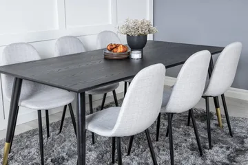 Daicy Matgrupp 180 cm inkl 6 Ypas Stolar - Svart/Mässing/Grå - Möbler - Matplats - Matgrupp & matbord med stolar