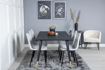 Daicy Matgrupp 180 cm inkl 6 Ypas Stolar - Svart/Mässing/Grå - Möbler - Matplats - Matgrupp & matbord med stolar