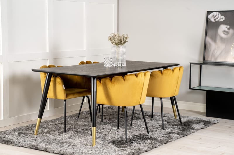 Daicy Matgrupp 180 cm med 4 Limhamn Matstolar Gul - Furniture Fashion - Möbler - Matplats - Matgrupp & matbord med stolar