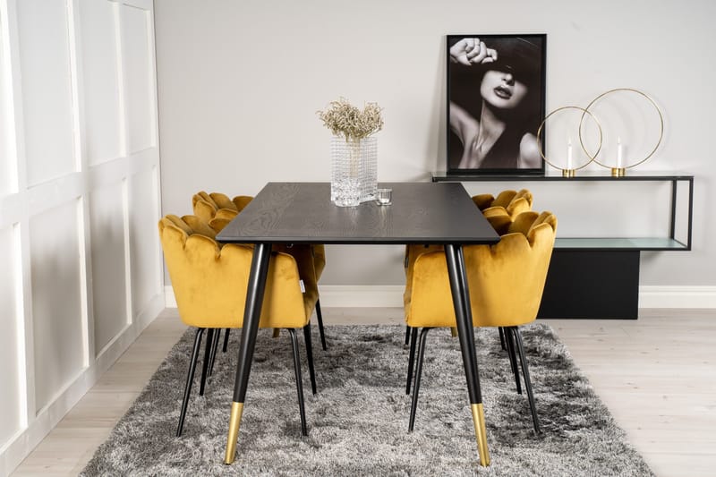 Daicy Matgrupp 180 cm med 4 Limhamn Matstolar Gul - Furniture Fashion - Möbler - Matplats - Matgrupp & matbord med stolar