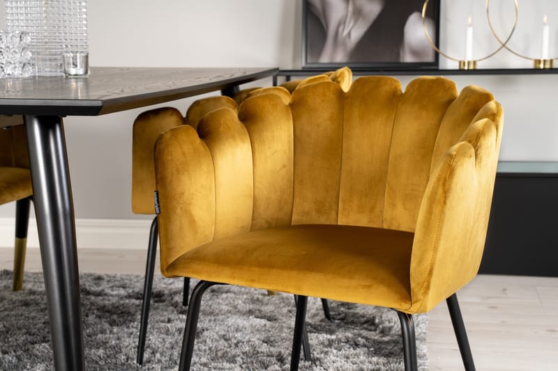 Daicy Matgrupp 180 cm med 4 Limhamn Matstolar Gul - Furniture Fashion - Möbler - Matplats - Matgrupp & matbord med stolar