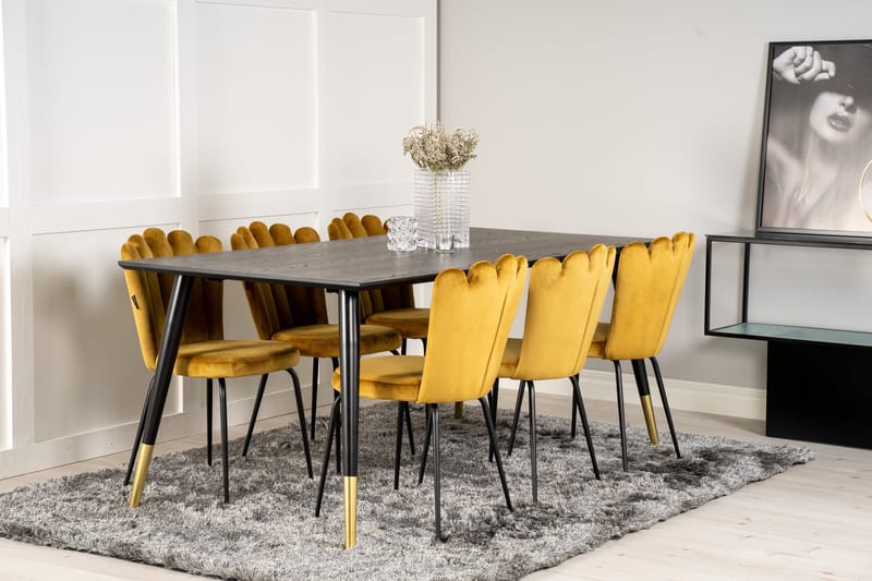 Daicy Matgrupp 180 cm med 6 Limhamn Matstolar Gul - Furniture Fashion - Möbler - Matplats - Matgrupp & matbord med stolar