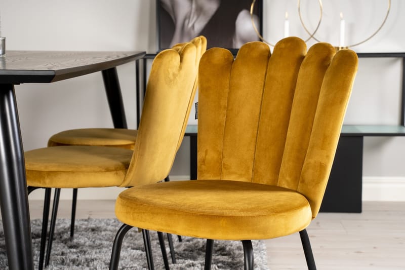 Daicy Matgrupp 180 cm med 6 Limhamn Matstolar Gul - Furniture Fashion - Möbler - Matplats - Matgrupp & matbord med stolar
