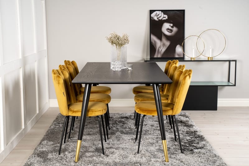 Daicy Matgrupp 180 cm med 6 Limhamn Matstolar Gul - Furniture Fashion - Möbler - Matplats - Matgrupp & matbord med stolar