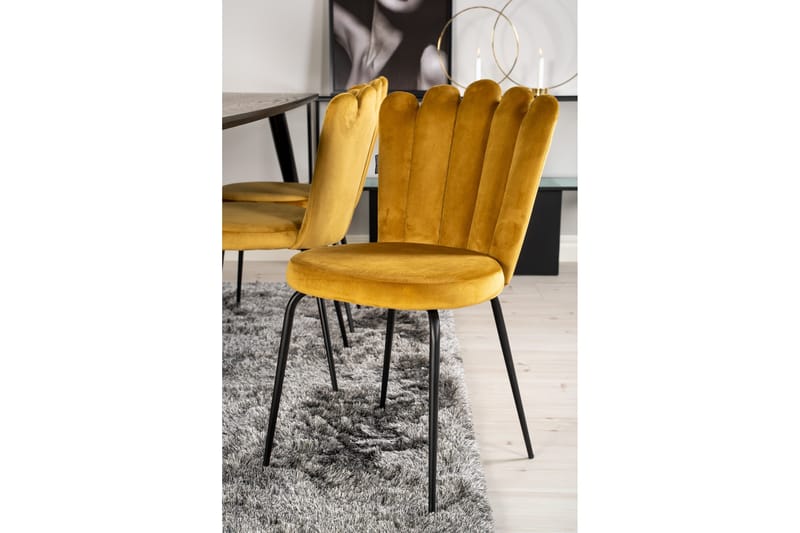 Daicy Matgrupp 180 cm med 6 Limhamn Matstolar Gul - Furniture Fashion - Möbler - Matplats - Matgrupp & matbord med stolar