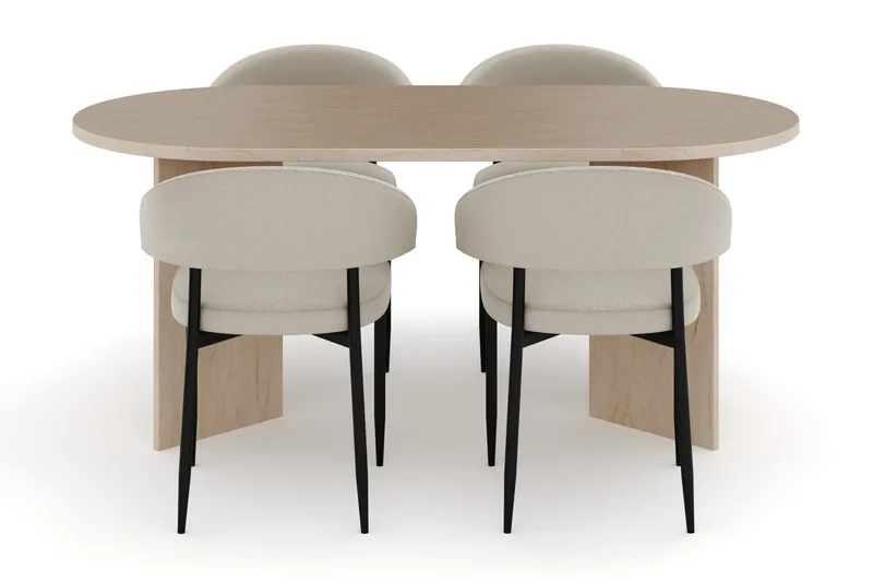 Dano Matbord 180 cm  med 4 Sawako Matstolar - Travertin / Beige - Möbler - Matplats - Matgrupp & matbord med stolar