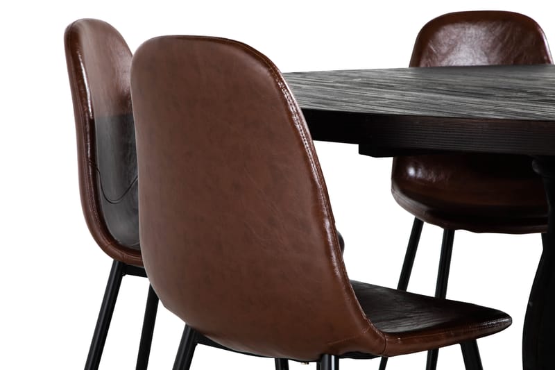 DIJON Matgrupp 150 cm Rund + 6 Mastolar Brun - Matgrupp & matbord med stolar