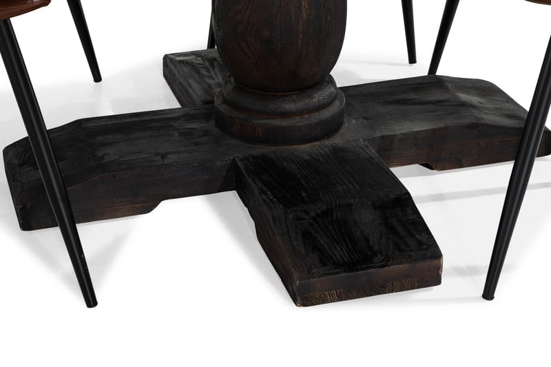 DIJON Matgrupp 150 cm Rund + 6 Mastolar Brun - Matgrupp & matbord med stolar