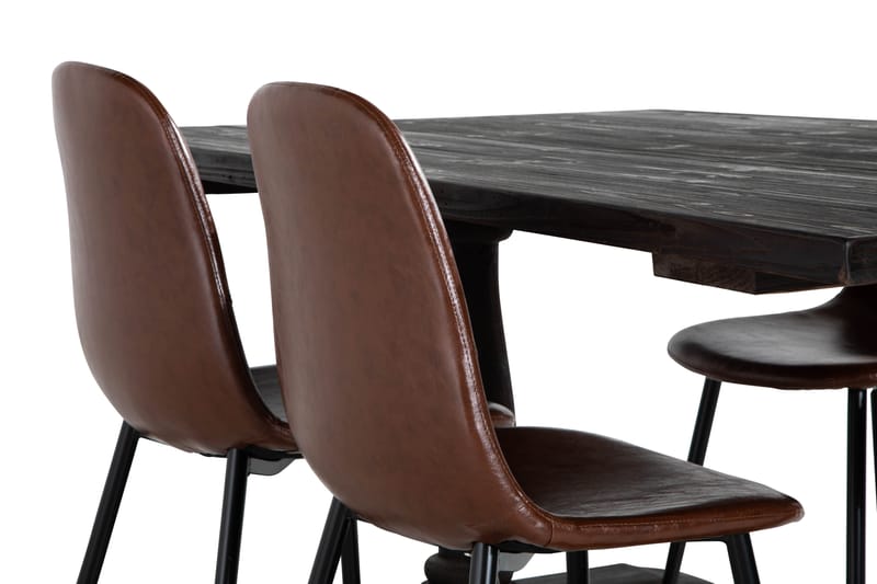 DIJON Matgrupp 160 cm + 4 Matstolar Brun - Matgrupp & matbord med stolar
