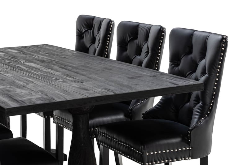 Dijon Matgrupp 200 cm inkl 6 Bergviken Stolar Konstläder - Brun - Möbler - Matplats - Matgrupp & matbord med stolar