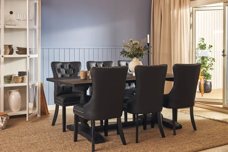 Dijon Matgrupp 200 cm inkl 6 Bergviken Stolar Konstläder - Brun - Möbler - Matplats - Matgrupp & matbord med stolar
