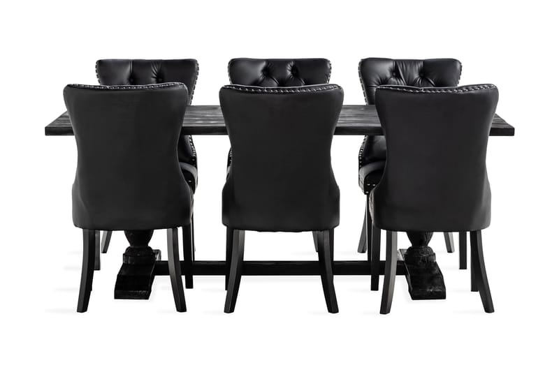 Dijon Matgrupp 200 cm inkl 6 Bergviken Stolar Konstläder - Brun - Möbler - Matplats - Matgrupp & matbord med stolar