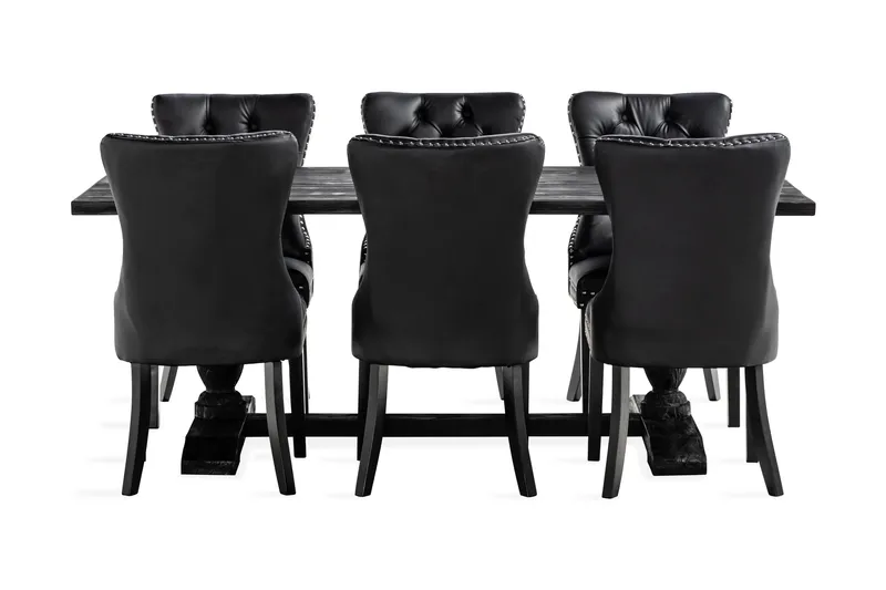 Dijon Matgrupp 200 cm inkl 6 Bergviken Stolar Konstläder - Brun - Möbler - Matplats - Matgrupp & matbord med stolar