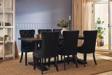 Dijon Matgrupp 200 cm inkl 6 Bergviken Stolar Sammet - Brun / Svart / Sammet - Möbler - Matplats - Matgrupp & matbord med stolar