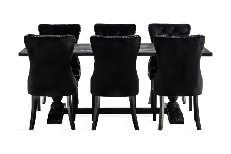 Dijon Matgrupp 200 cm inkl 6 Bergviken Stolar Sammet - Brun / Svart / Sammet - Förvaring - Förvaringsmöbler - Skänkar & sideboards