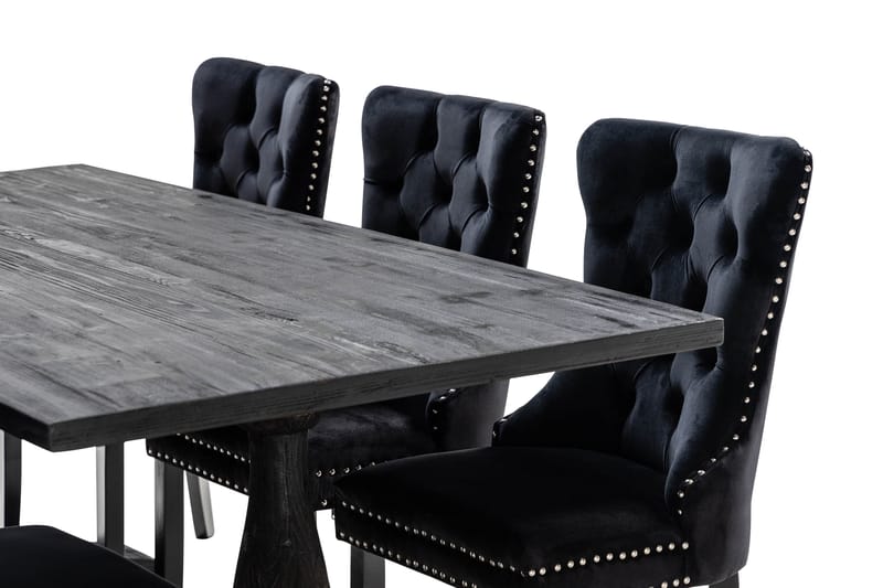 Dijon Matgrupp 200 cm inkl 6 Bergviken Stolar Sammet - Brun / Svart / Sammet - Förvaring - Förvaringsmöbler - Skänkar & sideboards