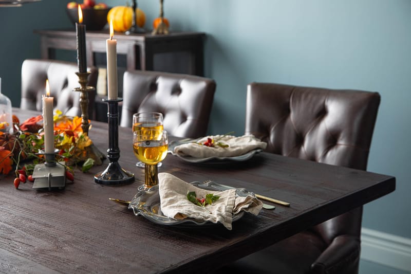 Dijon Matgrupp 200 cm med 6 Tuva Fåtölj - Vintage Trä / Brun Pu - Möbler - Matplats - Matgrupp & matbord med stolar