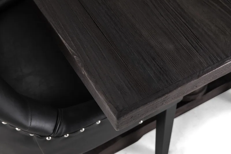 Dijon Matgrupp 200 cm med 6 Tuva Fåtölj - Vintage Trä / Svart Pu - Möbler - Matplats - Matgrupp & matbord med stolar