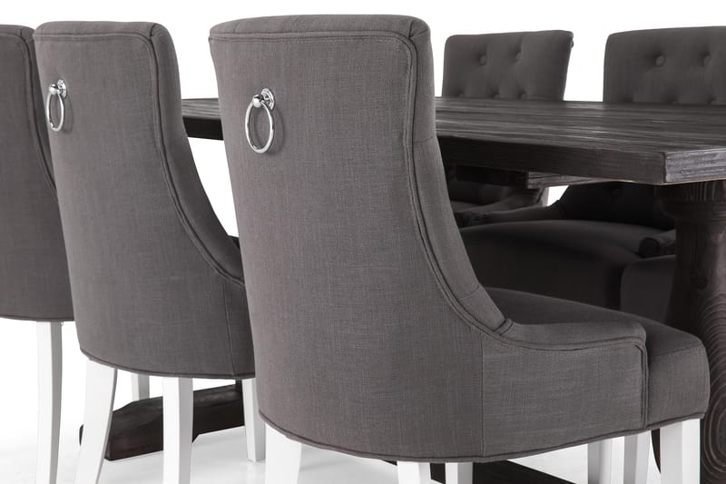 Dijon Matgrupp 200 cm med 6 Viktoria Fåtölj - Vintage Trä/Grå/Vit - Möbler - Matplats - Matgrupp & matbord med stolar