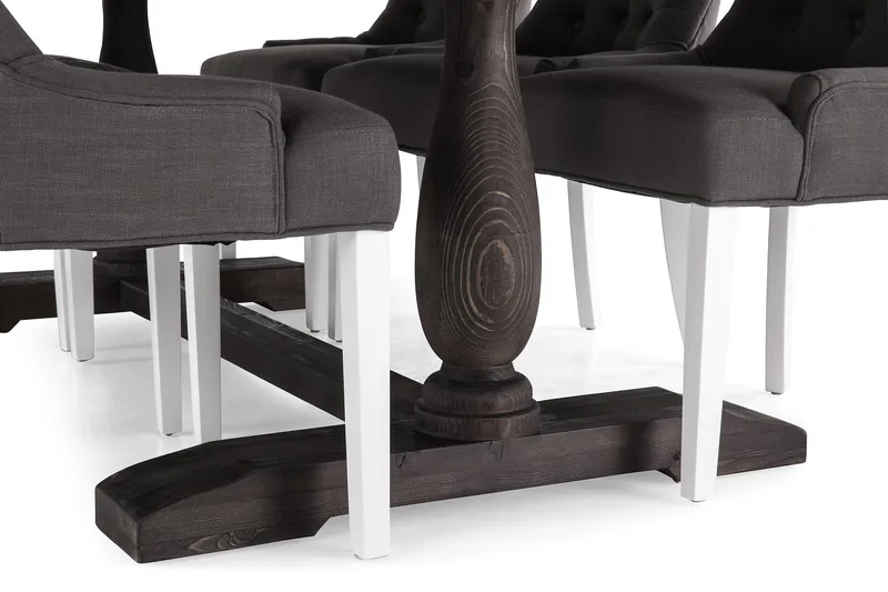 Dijon Matgrupp 200 cm med 6 Viktoria Fåtölj - Vintage Trä/Grå/Vit - Möbler - Matplats - Matgrupp & matbord med stolar