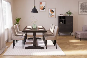 Dijon Matgrupp 200 cm med 6 Viktoria Matstolar - Brun - Möbler - Matplats - Matgrupp & matbord med stolar