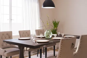 Dijon Matgrupp 200 cm med 6 Viktoria Matstolar - Brun - Möbler - Matplats - Matgrupp & matbord med stolar