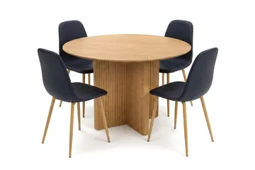 Edda Matgrupp runt 110 cm Ek med 4 Nibe Matstolar - Ek - Möbler - Matplats - Matgrupp & matbord med stolar