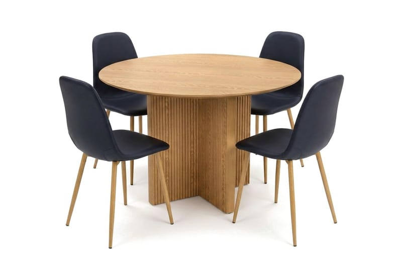 Edda Matgrupp runt 110 cm Ek med 4 Nibe Matstolar - Ek - Möbler - Matplats - Matgrupp & matbord med stolar