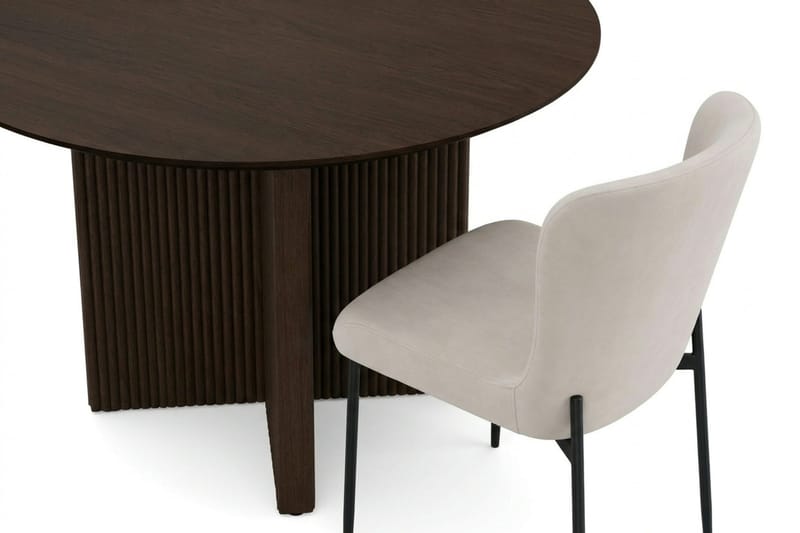 Edda Matgrupp runt 110 cm Rökt Ek med 4 Elsie Matstolar - Rökt ek/Beige - Möbler - Matplats - Matgrupp & matbord med stolar