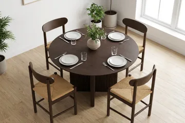 Edda Matgrupp runt 110 cm Rökt Ek med 4 Malte Matstolar - Möbler - Matplats - Matgrupp & matbord med stolar
