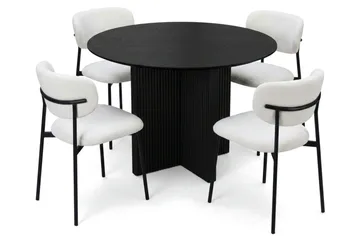 Edda Matgrupp runt 110 cm Svart med 4 Lucy Matstolar - Svart - Möbler - Matplats - Matgrupp & matbord med stolar