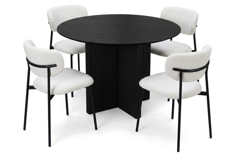 Edda Matgrupp runt 110 cm Svart med 4 Lucy Matstolar - Svart - Möbler - Matplats - Matgrupp & matbord med stolar