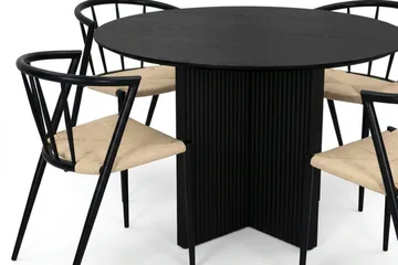 Edda Matgrupp runt 110 cm Svart med 4 Winston Matstolar - Svart - Möbler - Matplats - Matgrupp & matbord med stolar