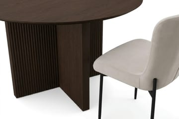 Edda Matgrupp runt 130 cm Rökt Ek med 6 Elsie Matstolar - Rökt ek/Beige - Möbler - Matplats - Matgrupp & matbord med stolar