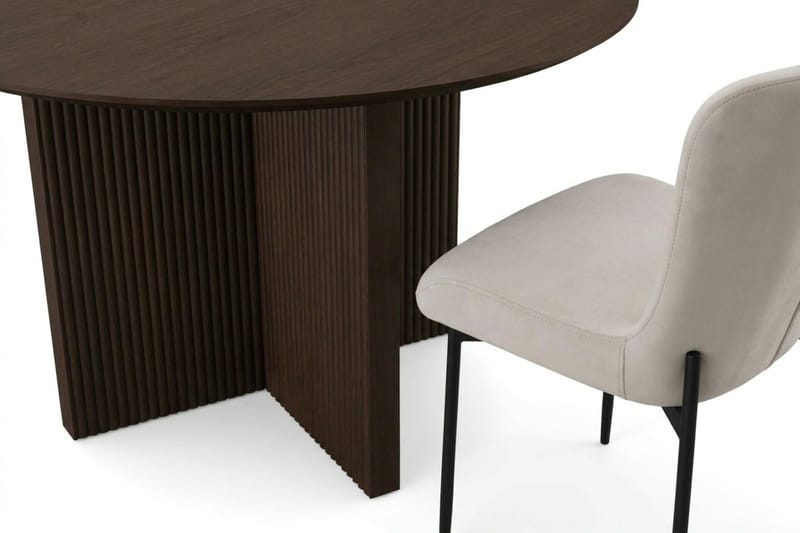 Edda Matgrupp runt 130 cm Rökt Ek med 6 Elsie Matstolar - Rökt ek/Beige - Möbler - Matplats - Matgrupp & matbord med stolar