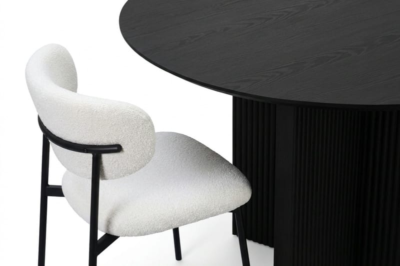 Edda Matgrupp runt 130 cm Svart med 6 Lucy Matstolar - Svart - Möbler - Matplats - Matgrupp & matbord med stolar