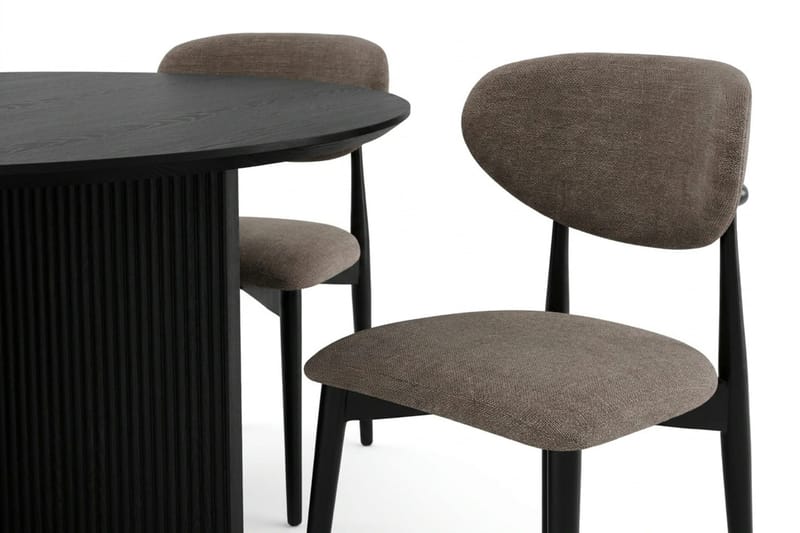 Edda Matgrupp runt 130 cm Svart med 6 Molly Matstolar - Svart - Möbler - Matplats - Matgrupp & matbord med stolar