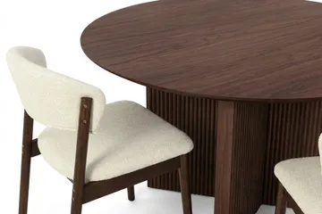 Edda Matgrupp runt 130 cm Valnöt med 6 Nala Matstolar - Valnöt - Möbler - Matplats - Matgrupp & matbord med stolar