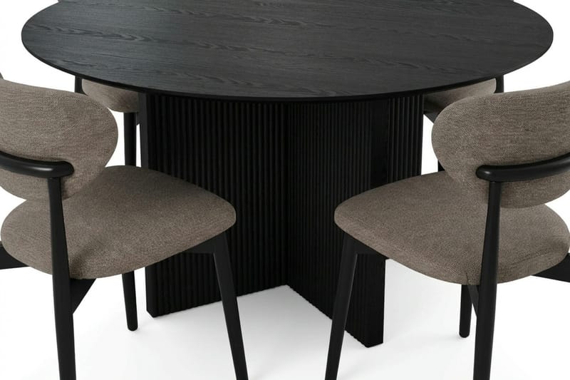 Edda Matgrupp runt 150 cm Svart med 6 Molly Matstolar - Svart - Möbler - Matplats - Matgrupp & matbord med stolar
