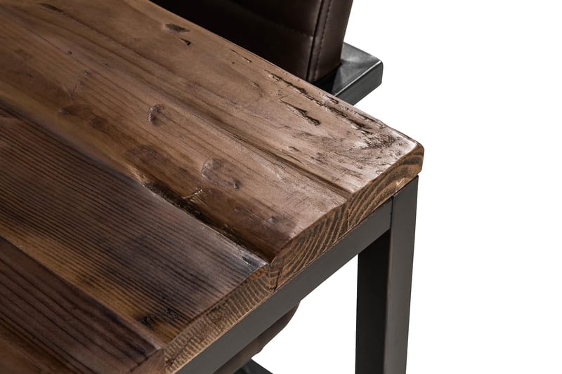 EPOQUE Matbord 140 Alm/Svart + 4 HENRY Stol Mörkbrun/Vintage - Matgrupp & matbord med stolar