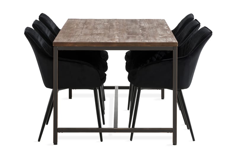 EPOQUE Matbord 180 cm Svart/Brun + 6 TOFTINGE Karmstol Svart - Matgrupp & matbord med stolar