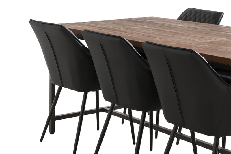 EPOQUE Matbord 180 cm Svart/Brun + 6 TOFTINGE Karmstol Svart - Matgrupp & matbord med stolar