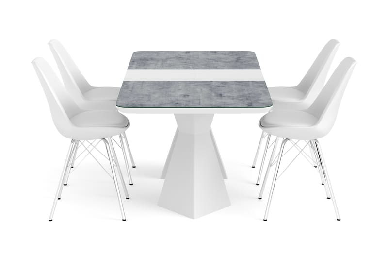 ERA Förlängningsbart Matbord 160 cm Glas Med 4 st ZENIT Mats - Matgrupp & matbord med stolar
