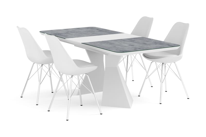 ERA Förlängningsbart Matbord 160 cm Glas Med 4 st ZENIT Mats - Matgrupp & matbord med stolar