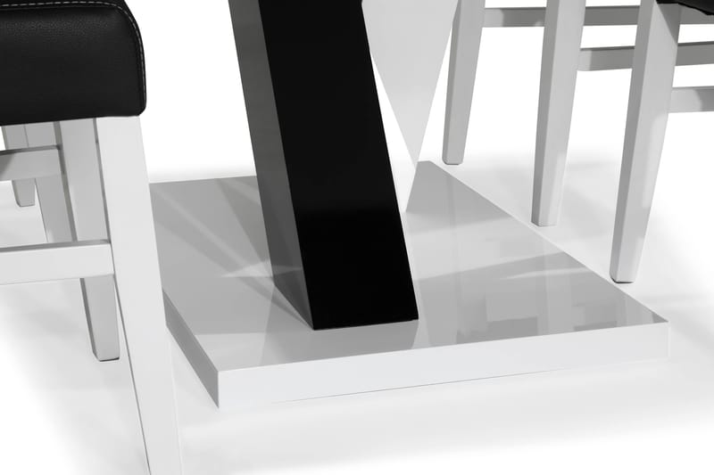 ESSUNGA Matbord Vit/Svart + 4 MATTIA Stol Svart PU - Matgrupp & matbord med stolar